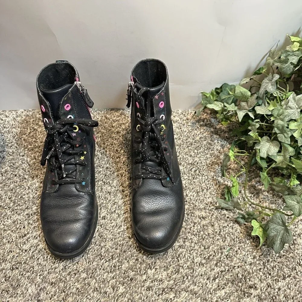 Sorel Youth Emelie Short Lace Zip Waterproof Boots Black Leather US 5 / EUR 37